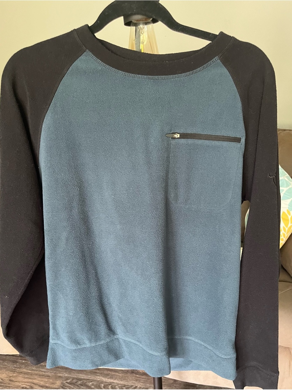 Moosejaw Fleece Men’s  Two-Tone Black and  Dark Teal  with Zip Chest Pocket